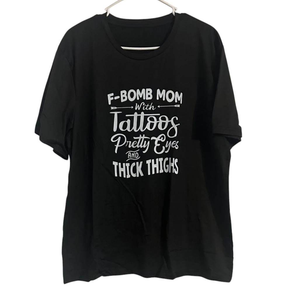 Black Graphic T-Shirt with White Print